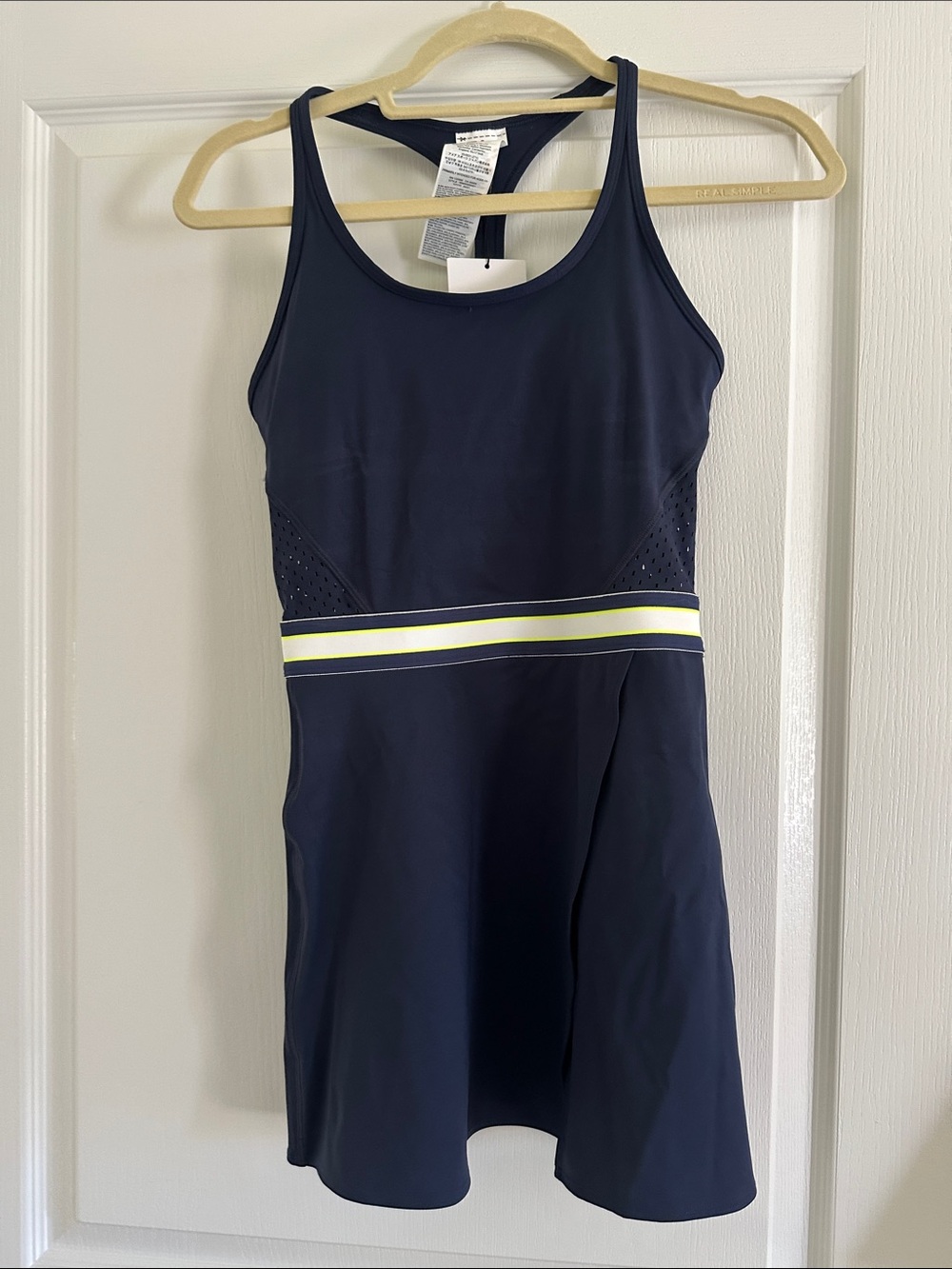 Wilson Navy Blue Tank Tennis Dress with Yellow and White Waistband